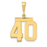 Medium Polished Number 40 Charm Pendant in Real 14k Yellow Gold