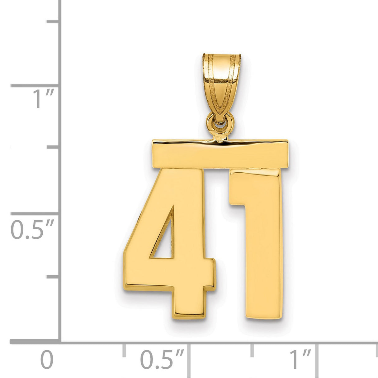 Medium Polished Number 41 Charm Pendant in Real 14k Yellow Gold