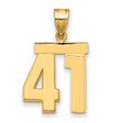 Medium Polished Number 41 Charm Pendant in Real 14k Yellow Gold