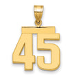 Medium Polished Number 45 Charm Pendant in Real 14k Yellow Gold