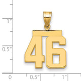 Medium Polished Number 46 Charm Pendant in Real 14k Yellow Gold