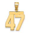 Medium Polished Number 47 Charm Pendant in Real 14k Yellow Gold