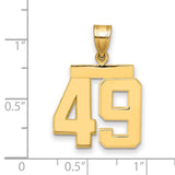 Medium Polished Number 49 Charm Pendant in Real 14k Yellow Gold