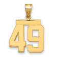 Medium Polished Number 49 Charm Pendant in Real 14k Yellow Gold
