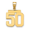 Medium Polished Number 50 Charm Pendant in Real 14k Yellow Gold