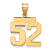 14k Yellow Gold Number 52 Pendant, Sports Jersey Charm for Men or Unisex