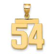 Medium Polished Number 54 Charm Pendant in Real 14k Yellow Gold