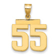 14k Yellow Gold Number 55 Pendant, Bold Polished Athletic Charm for Men or Unisex