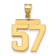 Medium Polished Number 57 Charm Pendant in Real 14k Yellow Gold