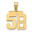 Medium Polished Number 58 Charm Pendant in Real 14k Yellow Gold