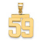 Medium Polished Number 59 Charm Pendant in Real 14k Yellow Gold