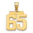14k Yellow Gold Number 65 Pendant, Block Style Commemorative Charm for Men or Unisex Wear