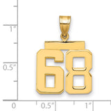 Medium Polished Number 68 Charm Pendant in Real 14k Yellow Gold