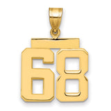 Medium Polished Number 68 Charm Pendant in Real 14k Yellow Gold