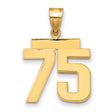 Medium Polished Number 75 Charm Pendant in Real 14k Yellow Gold