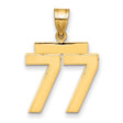 Medium Polished Number 77 Charm Pendant in Real 14k Yellow Gold