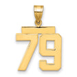 Medium Polished Number 79 Charm Pendant in Real 14k Yellow Gold