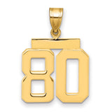 Medium Polished Number 80 Charm Pendant in Real 14k Yellow Gold