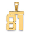 Medium Polished Number 81 Charm Pendant in Real 14k Yellow Gold