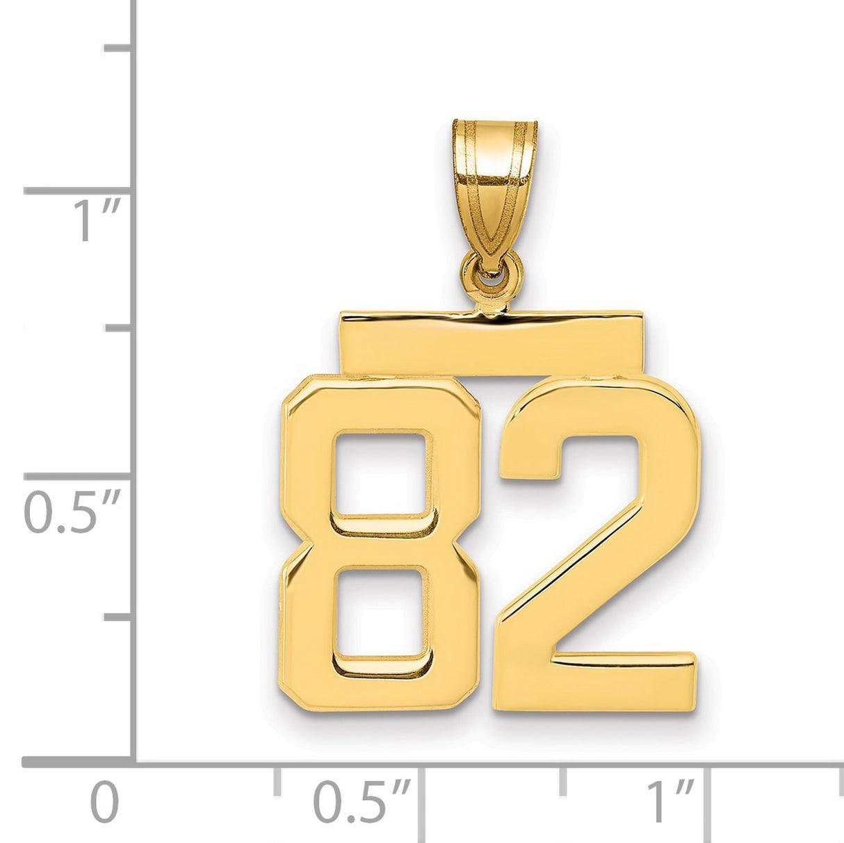Medium Polished Number 82 Charm Pendant in Real 14k Yellow Gold