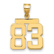 Medium Polished Number 83 Charm Pendant in Real 14k Yellow Gold