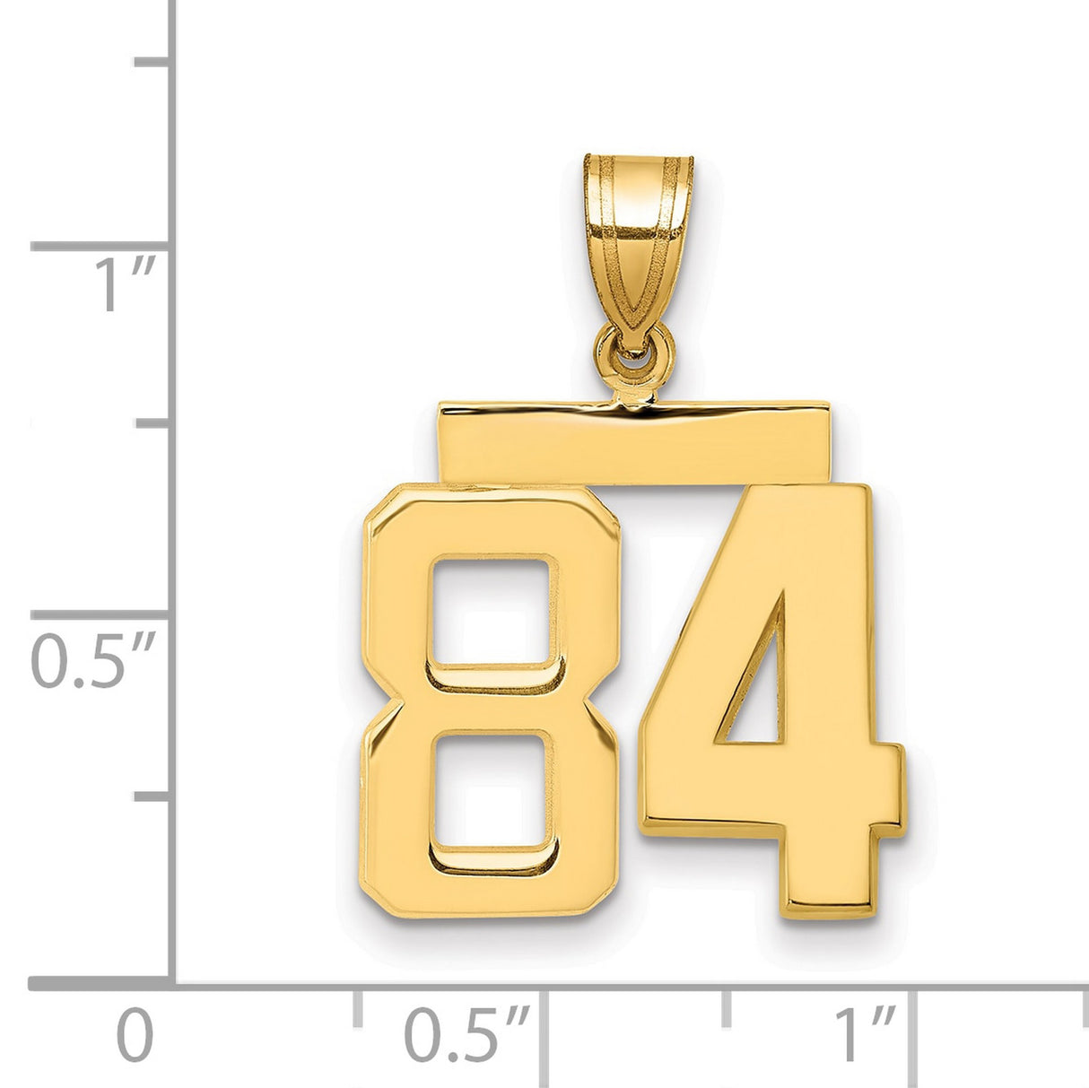Medium Polished Number 84 Charm Pendant in Real 14k Yellow Gold