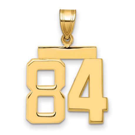 Medium Polished Number 84 Charm Pendant in Real 14k Yellow Gold