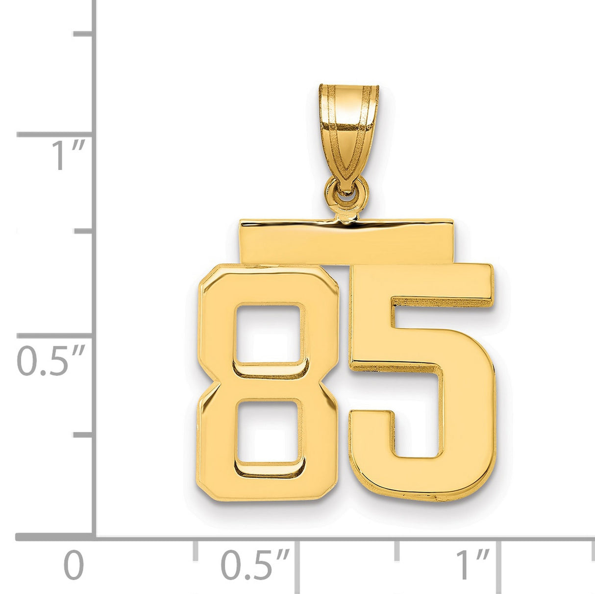 Medium Polished Number 85 Charm Pendant in Real 14k Yellow Gold