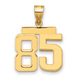 Medium Polished Number 85 Charm Pendant in Real 14k Yellow Gold