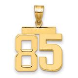 Medium Polished Number 85 Charm Pendant in Real 14k Yellow Gold