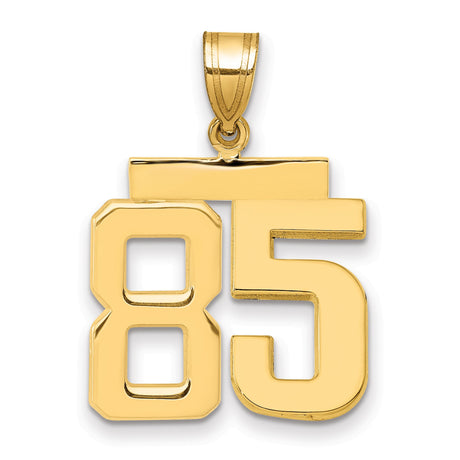Medium Polished Number 85 Charm Pendant in Real 14k Yellow Gold