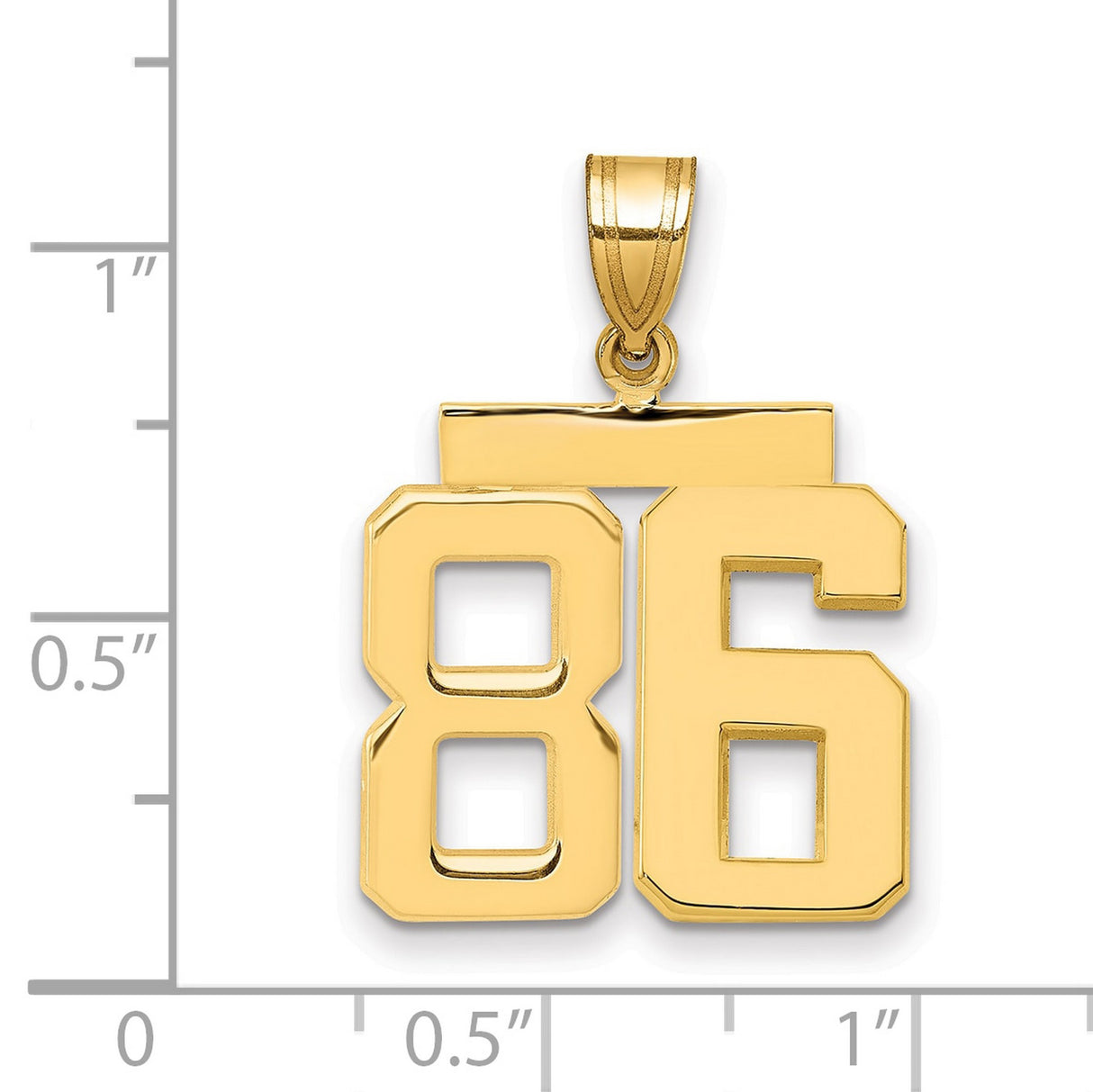 14k Yellow Gold Number 86 Pendant, Bold Athletic Font, Unisex Sports Charm