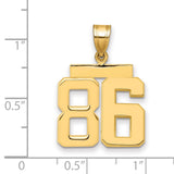 14k Yellow Gold Number 86 Pendant, Bold Athletic Font, Unisex Sports Charm