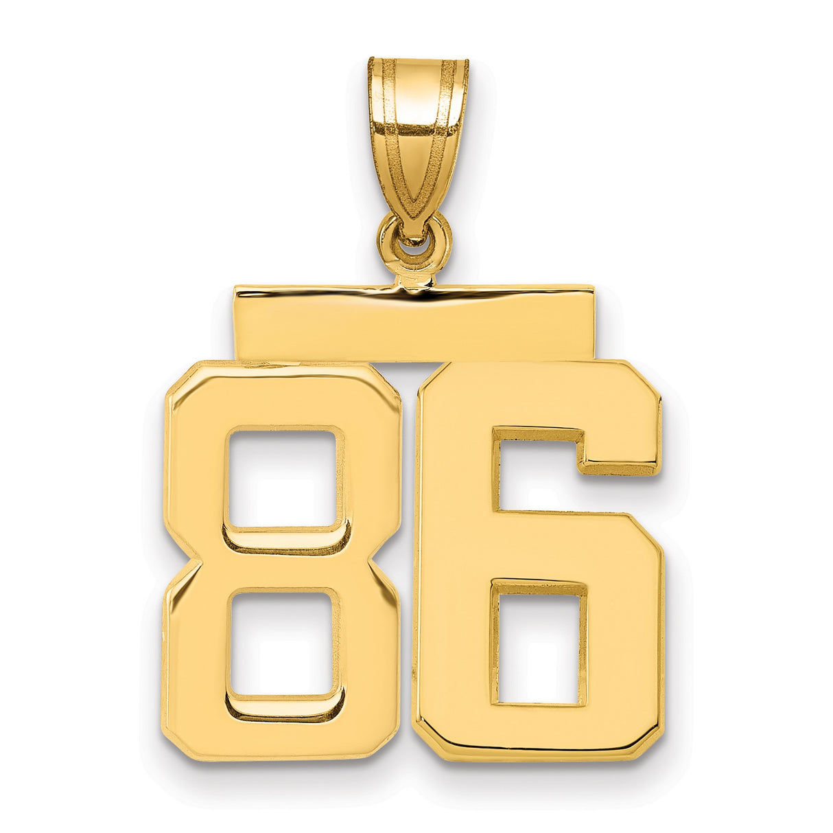 14k Yellow Gold Number 86 Pendant, Bold Athletic Font, Unisex Sports Charm