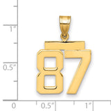 Medium Polished Number 87 Charm Pendant in Real 14k Yellow Gold