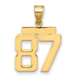 Medium Polished Number 87 Charm Pendant in Real 14k Yellow Gold
