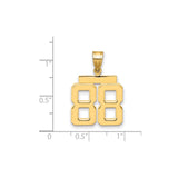 14k Yellow Gold Number 88 Pendant, Bold Block Numerals, Lucky Sports Charm for Men or Unisex