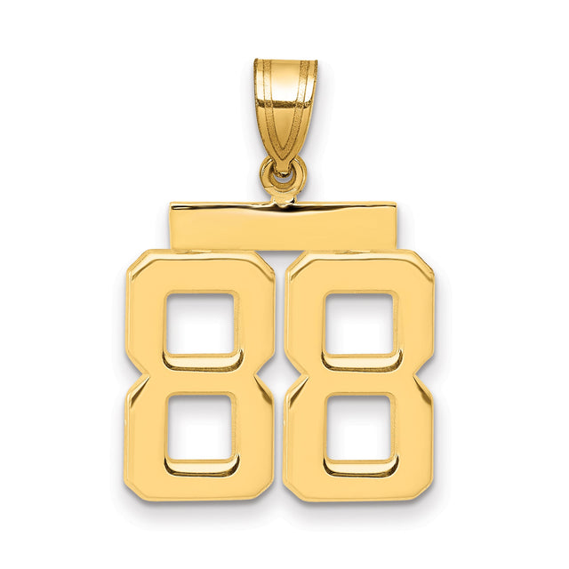 14k Yellow Gold Number 88 Pendant, Bold Block Numerals, Lucky Sports Charm for Men or Unisex