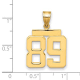 Medium Polished Number 89 Charm Pendant in Real 14k Yellow Gold