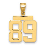 Medium Polished Number 89 Charm Pendant in Real 14k Yellow Gold