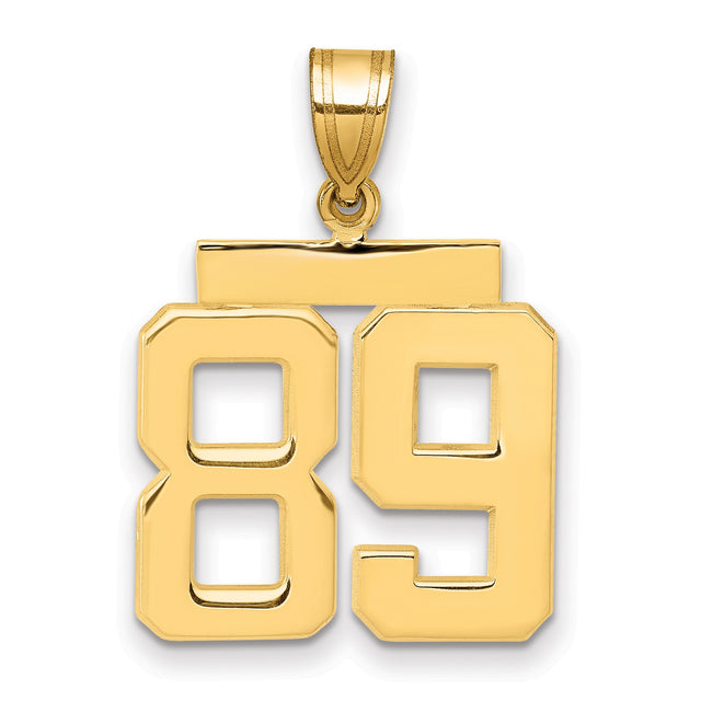 Medium Polished Number 89 Charm Pendant in Real 14k Yellow Gold