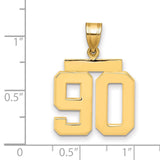 Medium Polished Number 90 Charm Pendant in Real 14k Yellow Gold