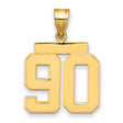 Medium Polished Number 90 Charm Pendant in Real 14k Yellow Gold