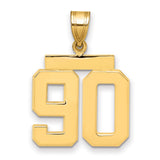 Medium Polished Number 90 Charm Pendant in Real 14k Yellow Gold