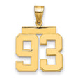Medium Polished Number 93 Charm Pendant in Real 14k Yellow Gold