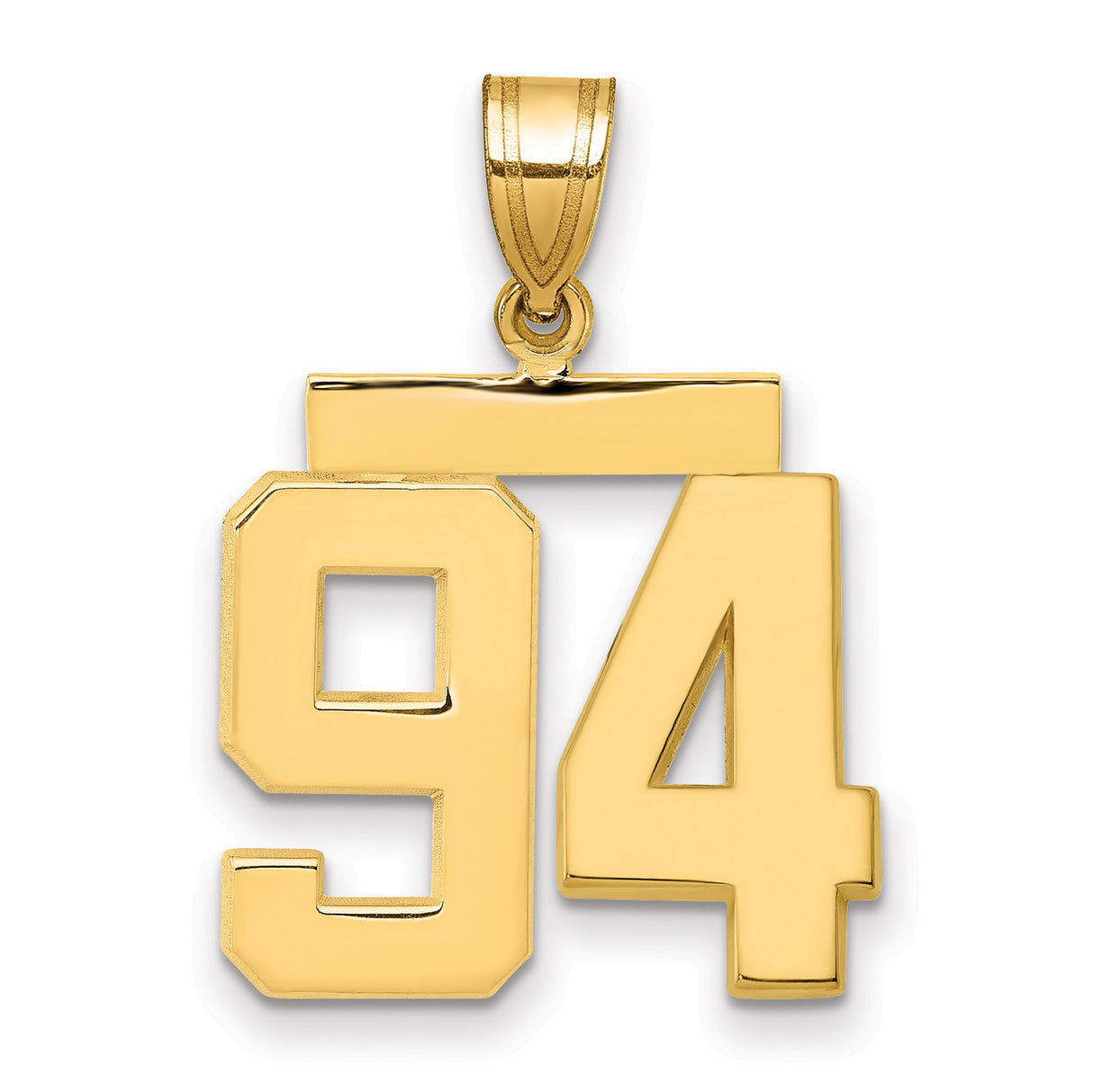 Medium Polished Number 94 Charm Pendant in Real 14k Yellow Gold