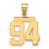 Medium Polished Number 94 Charm Pendant in Real 14k Yellow Gold