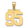 Medium Polished Number 95 Charm Pendant in Real 14k Yellow Gold