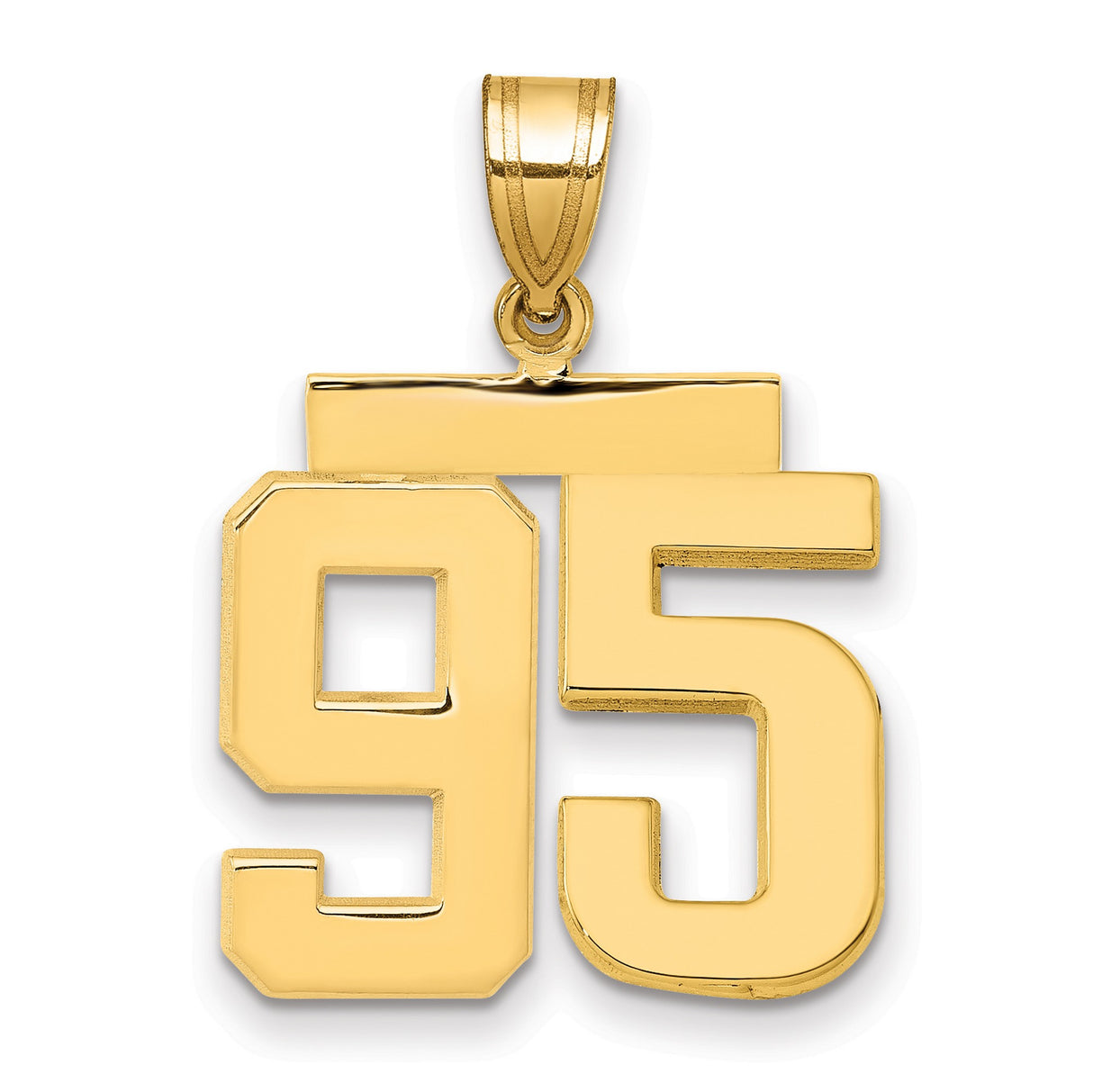 Medium Polished Number 95 Charm Pendant in Real 14k Yellow Gold