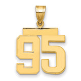 Medium Polished Number 95 Charm Pendant in Real 14k Yellow Gold